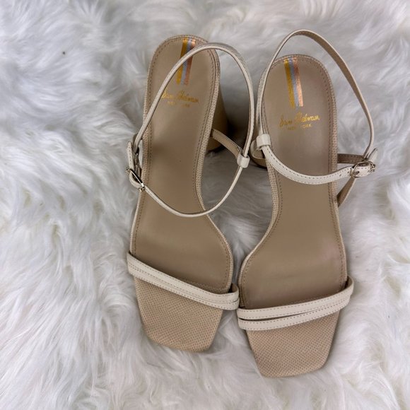 Sam Edelman Kit Block Heel Sandals in Beige Leather - Picture 2 of 6